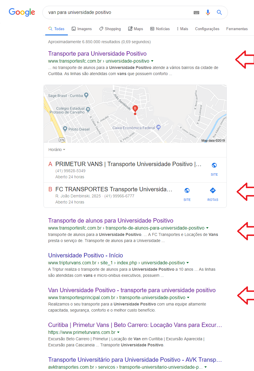 van para universidade positivo